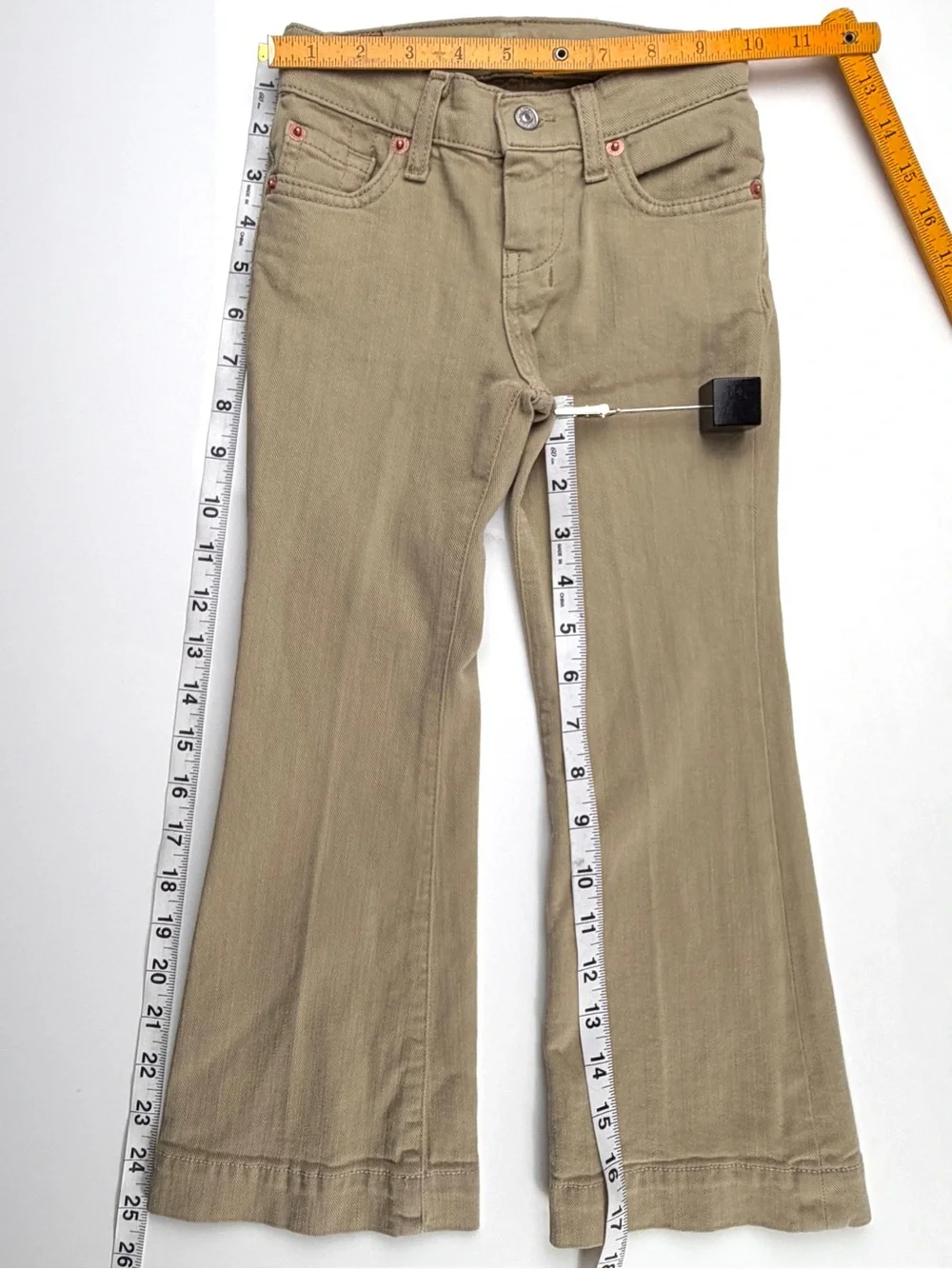 7 For All Mankind Girls Tan Slubbed Stretch Twill 5-Pocket Pants, Szs 4 & 6